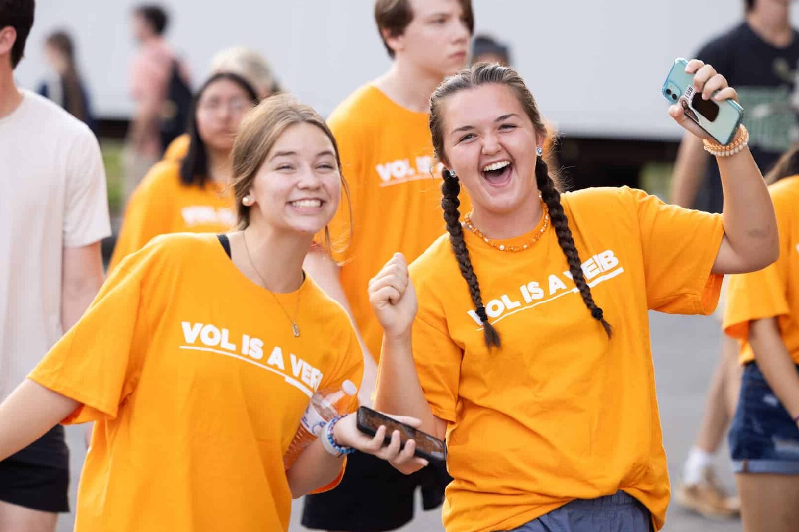 Students celebrating at welcome week.