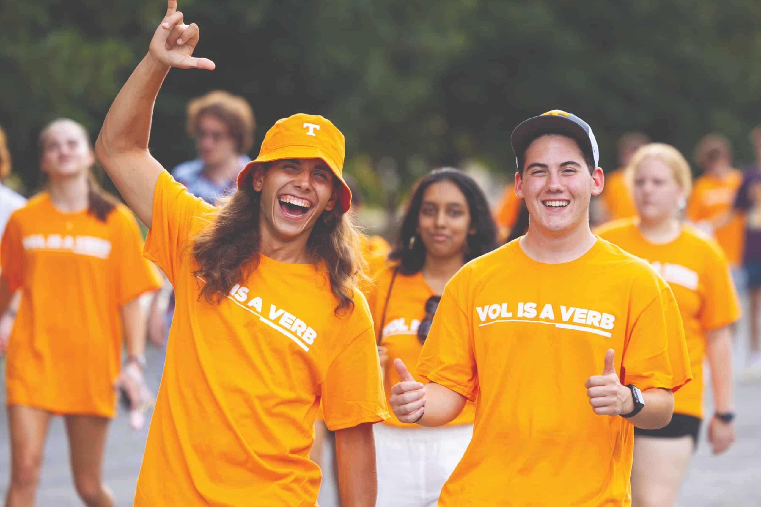 Current Students walking on campus at UT.